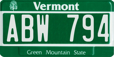VT license plate ABW794