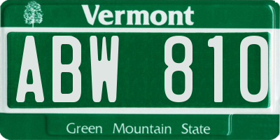 VT license plate ABW810