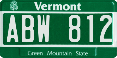 VT license plate ABW812