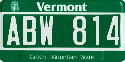 VT license plate ABW814
