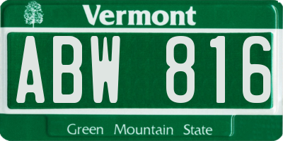 VT license plate ABW816
