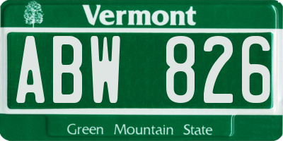 VT license plate ABW826