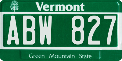 VT license plate ABW827
