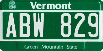 VT license plate ABW829