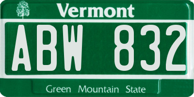 VT license plate ABW832