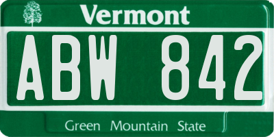 VT license plate ABW842