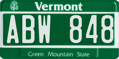 VT license plate ABW848