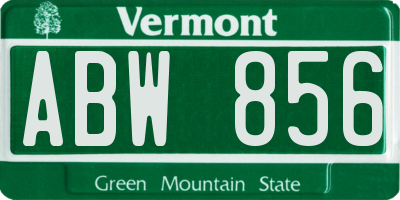 VT license plate ABW856