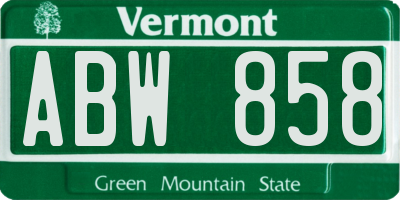 VT license plate ABW858