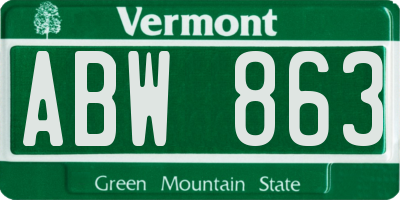 VT license plate ABW863