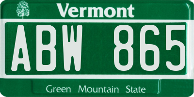 VT license plate ABW865