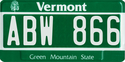 VT license plate ABW866