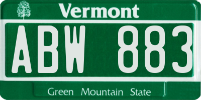 VT license plate ABW883