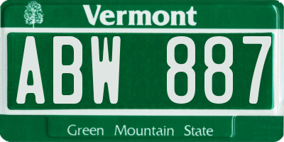 VT license plate ABW887