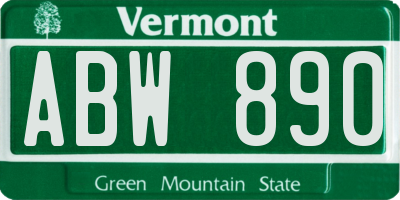 VT license plate ABW890