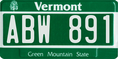 VT license plate ABW891
