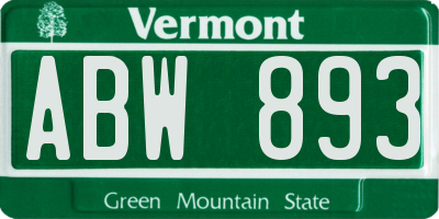 VT license plate ABW893