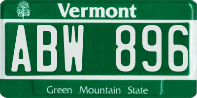 VT license plate ABW896
