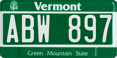 VT license plate ABW897