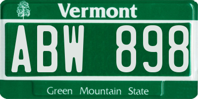 VT license plate ABW898