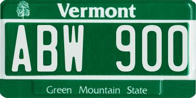 VT license plate ABW900