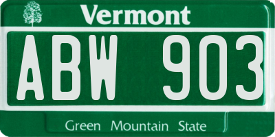 VT license plate ABW903