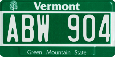 VT license plate ABW904