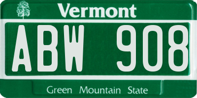 VT license plate ABW908
