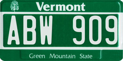 VT license plate ABW909