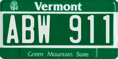 VT license plate ABW911