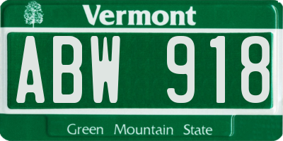 VT license plate ABW918