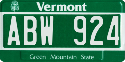 VT license plate ABW924