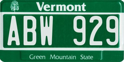 VT license plate ABW929