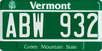VT license plate ABW932