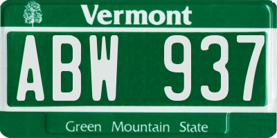 VT license plate ABW937