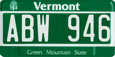 VT license plate ABW946