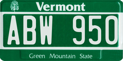 VT license plate ABW950