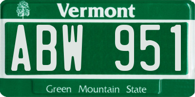 VT license plate ABW951