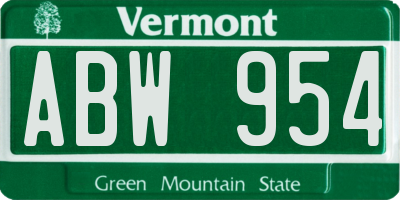 VT license plate ABW954