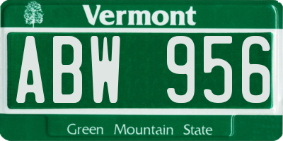 VT license plate ABW956