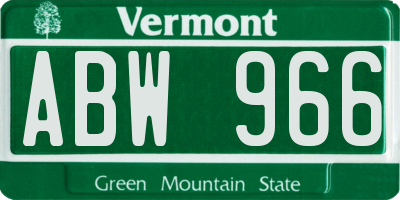 VT license plate ABW966