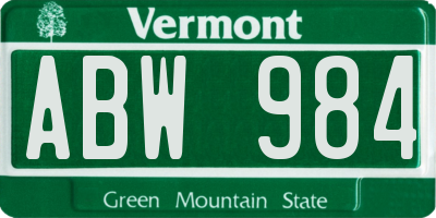 VT license plate ABW984
