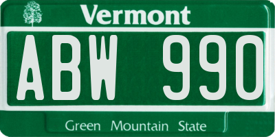 VT license plate ABW990