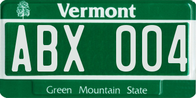 VT license plate ABX004