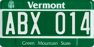 VT license plate ABX014