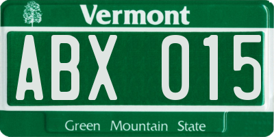VT license plate ABX015