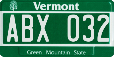 VT license plate ABX032