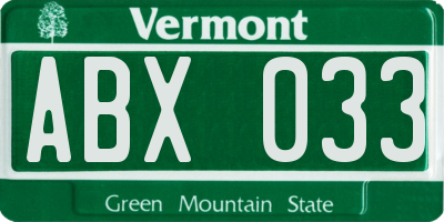 VT license plate ABX033