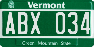 VT license plate ABX034