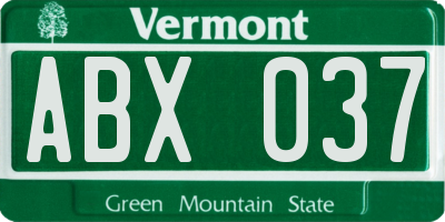 VT license plate ABX037